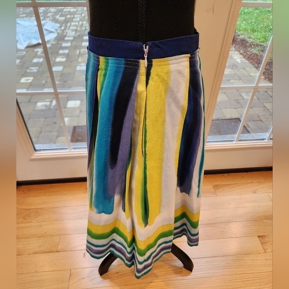 Calvin Klein Multicolored A-Line Lined Striped Knee Length Skirt Women's Size 6 - Picture 3 of 9